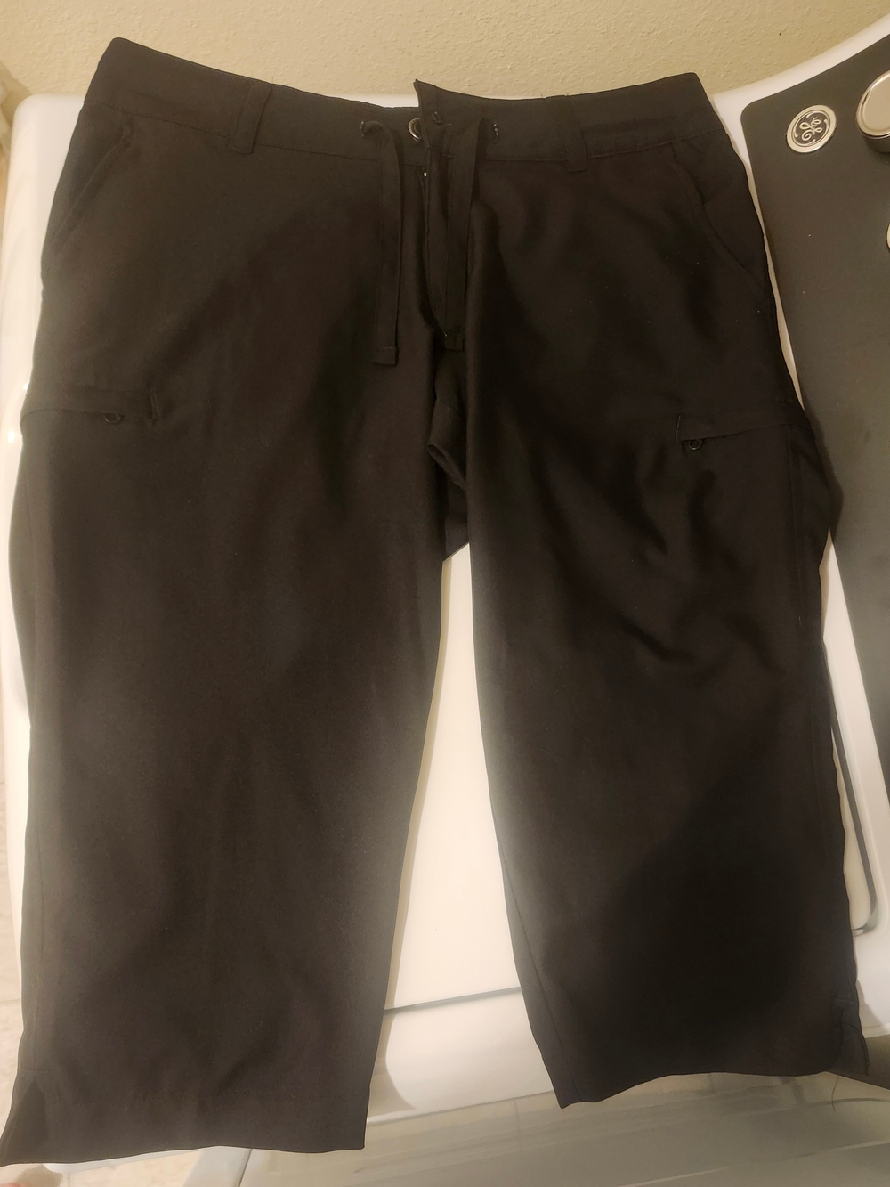 Magellan Outdoors Black Women's Cargo Capris with Drawstring Waist